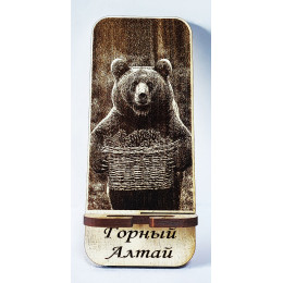 Подставка под телефон сборная "Медведь с корзиной", № 269