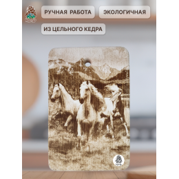 Доска разделочная № 019 "Тройка лошадей"